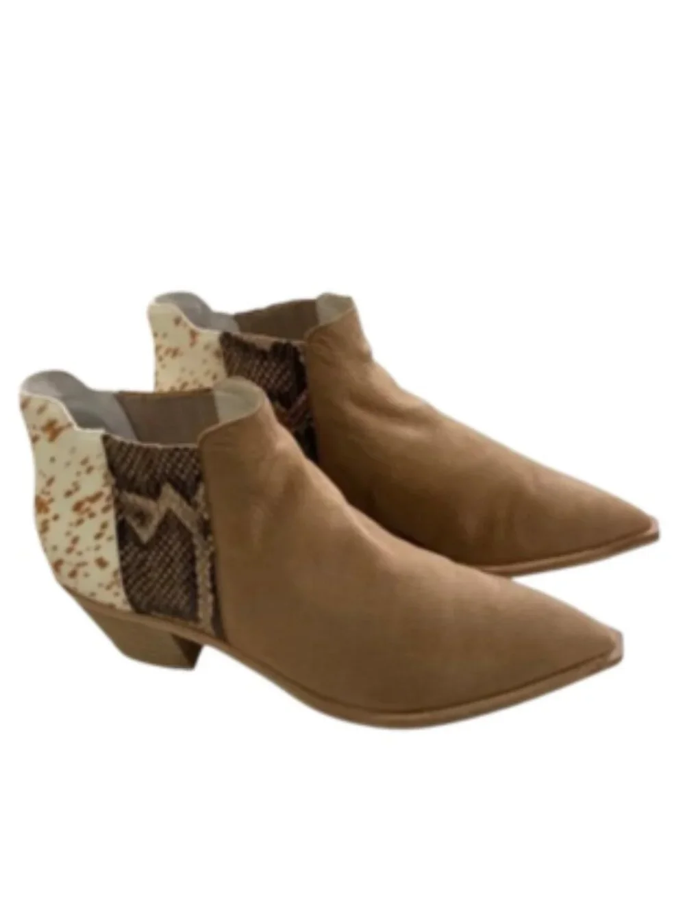 Dolce Vita Mixed Media Ankle Booties Suede Calf Hair Snakeprint Western size 9.5